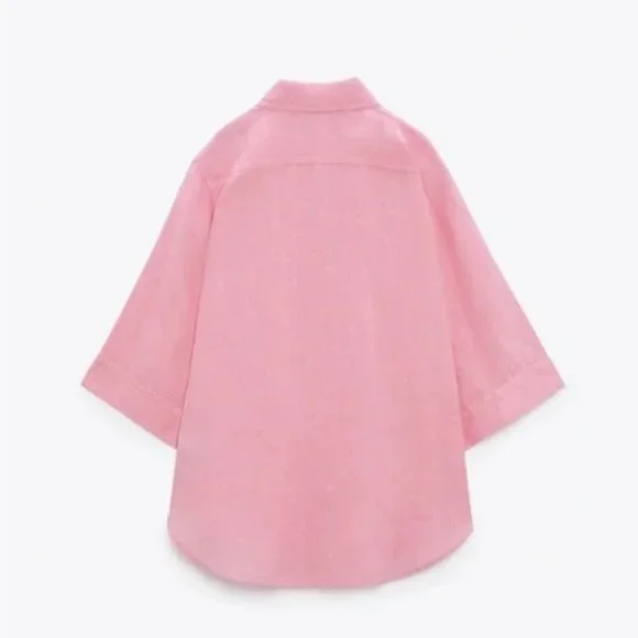 ZARA 2 PIECES LINEN SHIRT WITH POCKET & CARGO SHORTS - Picture 7 of 9